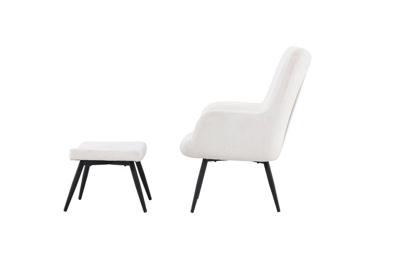 Como Singel Soffa med Ottoman - Svart / Vit Boucle Fåtöljer Venture Home