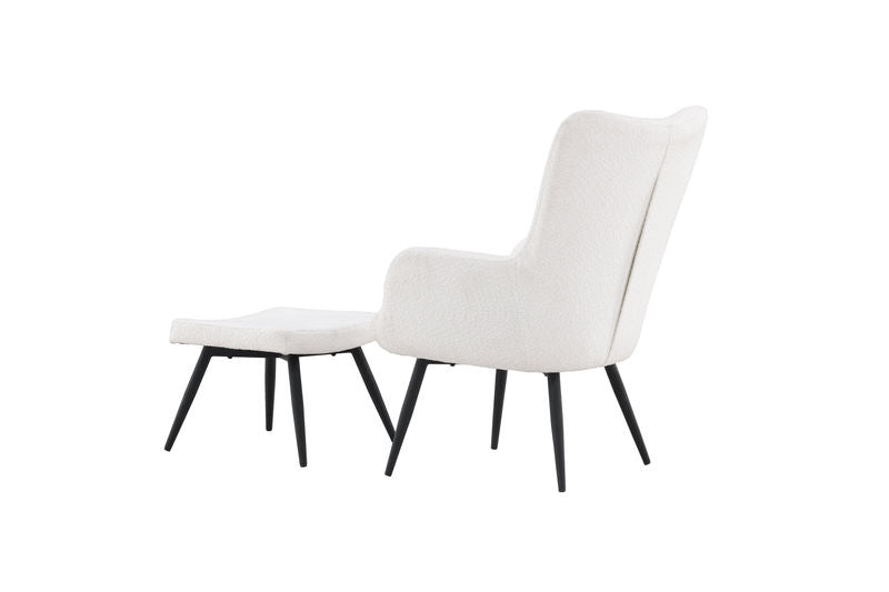 Como Singel Soffa med Ottoman - Svart / Vit Boucle Fåtöljer Venture Home