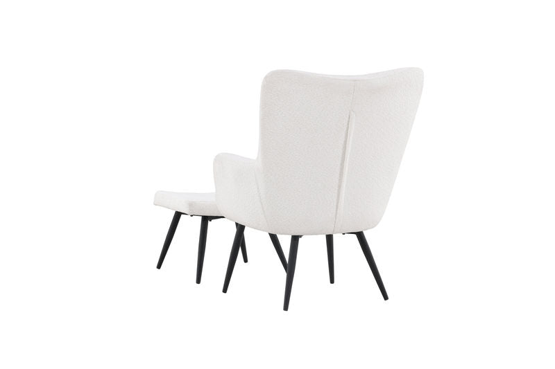 Como Singel Soffa med Ottoman - Svart / Vit Boucle Fåtöljer Venture Home