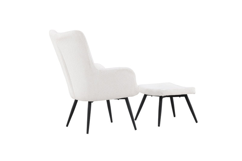 Como Singel Soffa med Ottoman - Svart / Vit Boucle Fåtöljer Venture Home