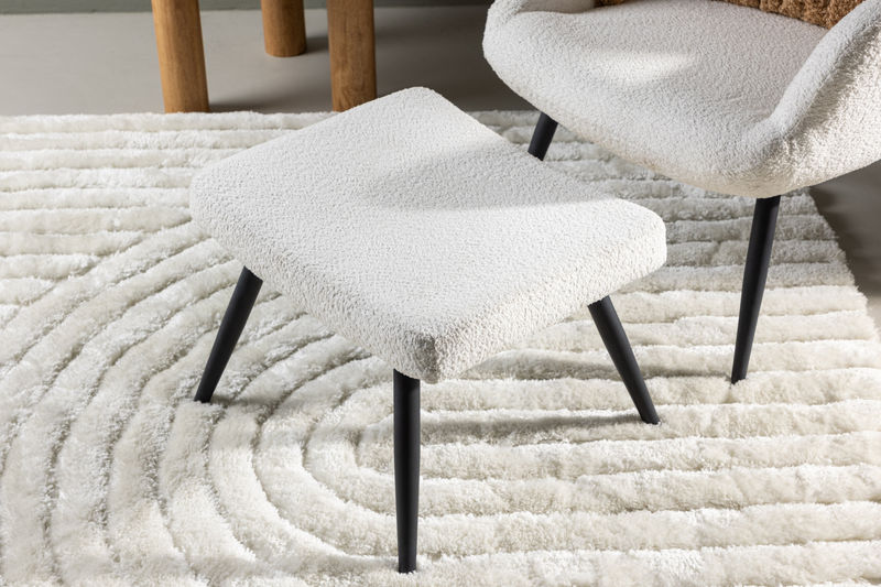 Como Singel Soffa med Ottoman - Svart / Vit Boucle Fåtöljer Venture Home