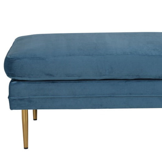 Venture Home Boom Ottoman - Brass / Blue Velvet - Hemboden