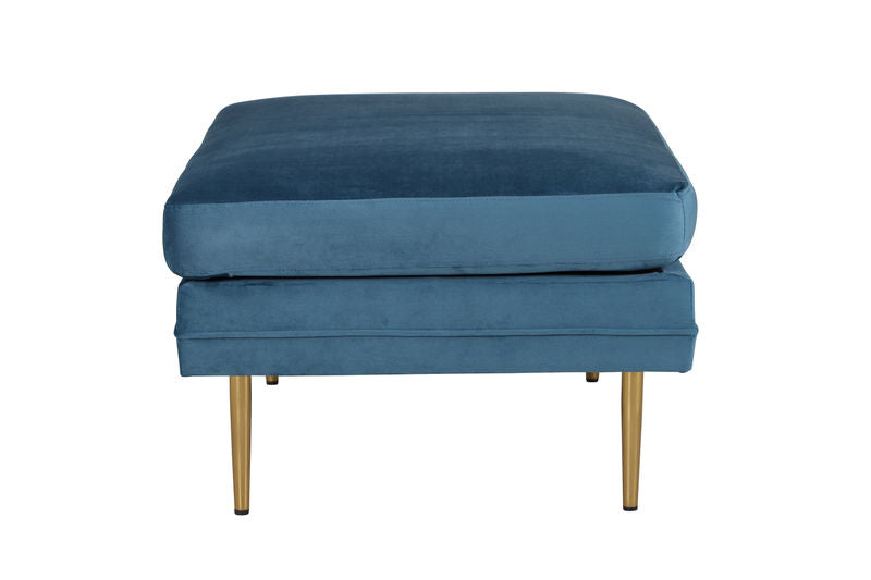 Venture Home Boom Ottoman - Brass / Blue Velvet - Hemboden