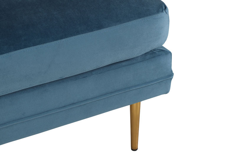 Venture Home Boom Ottoman - Brass / Blue Velvet - Hemboden