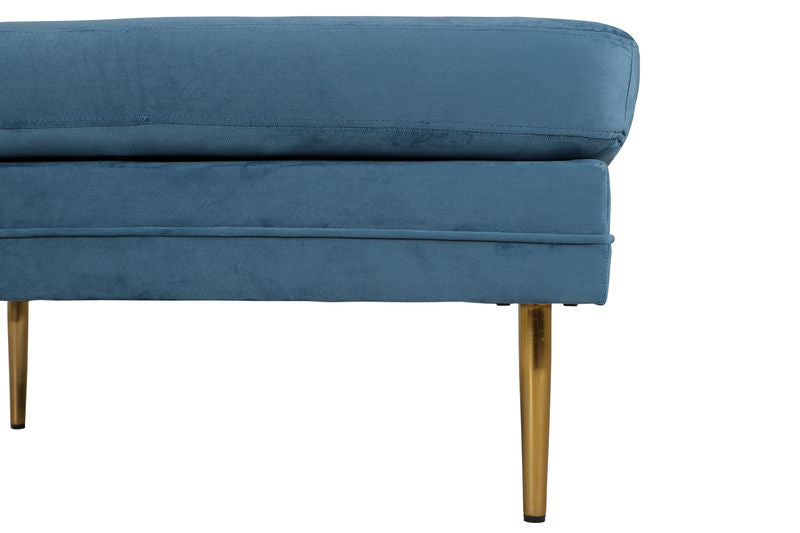 Venture Home Boom Ottoman - Brass / Blue Velvet - Hemboden