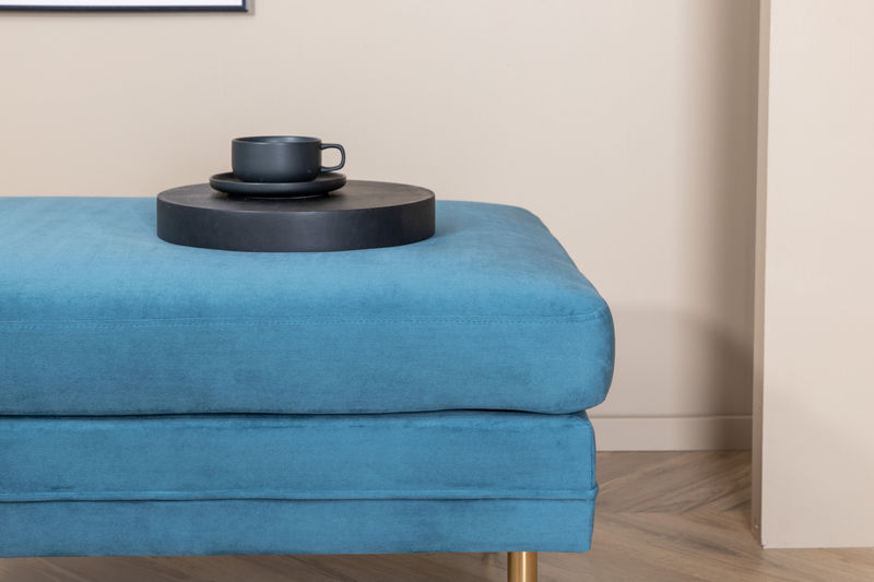 Venture Home Boom Ottoman - Brass / Blue Velvet - Hemboden