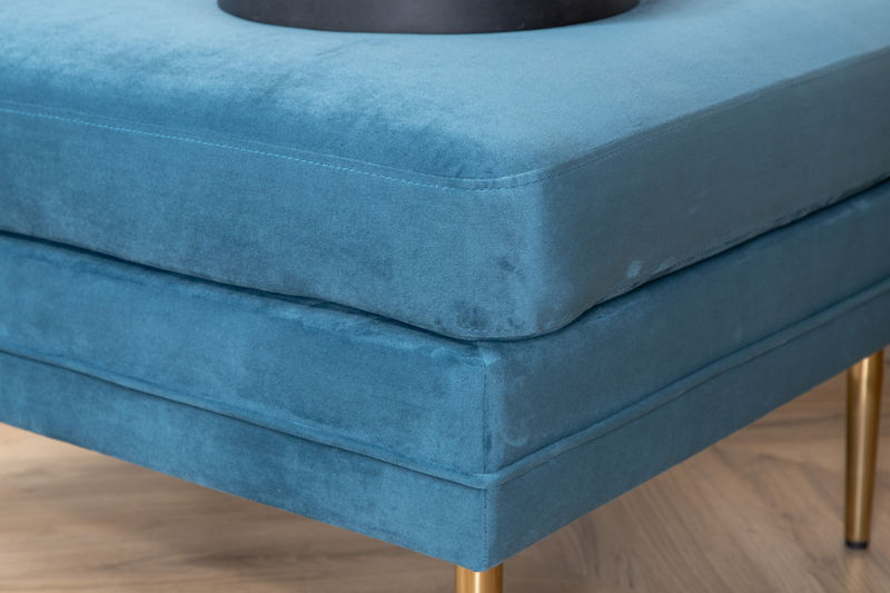 Venture Home Boom Ottoman - Brass / Blue Velvet - Hemboden