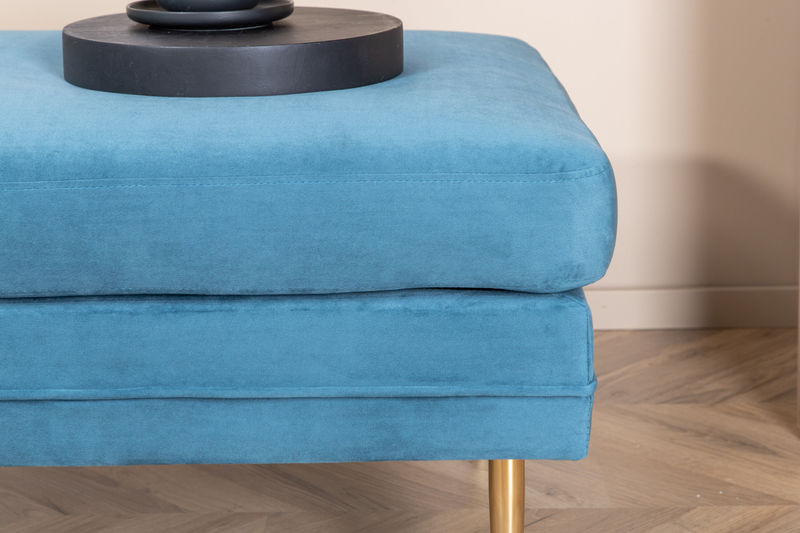 Venture Home Boom Ottoman - Brass / Blue Velvet - Hemboden