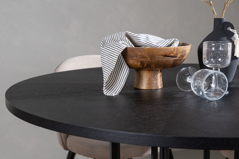 VELVET & COPENHAGEN Matstolar 4 st Beige + Matbord Svart Matbord Venture Home
