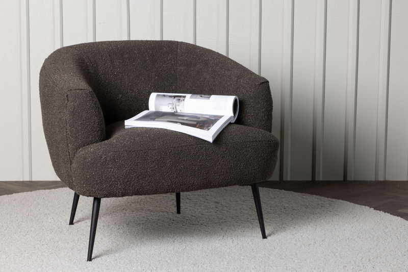 Derry Singel Sofa - Svart / Svart Boucle - Hemboden