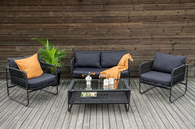 Utah - Lounge set Svart med bord - Hemboden